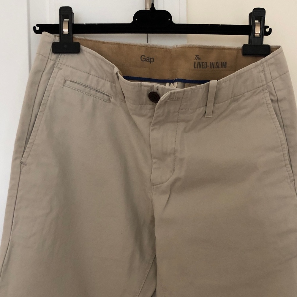 GAP Men's Beige Lived-In Slim Chinos